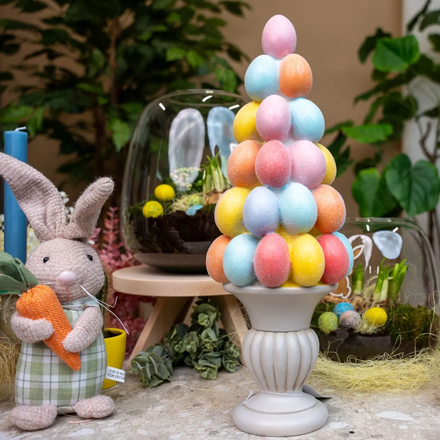 Urbanjungl paasei boom decoratie glitter pastel 40cm