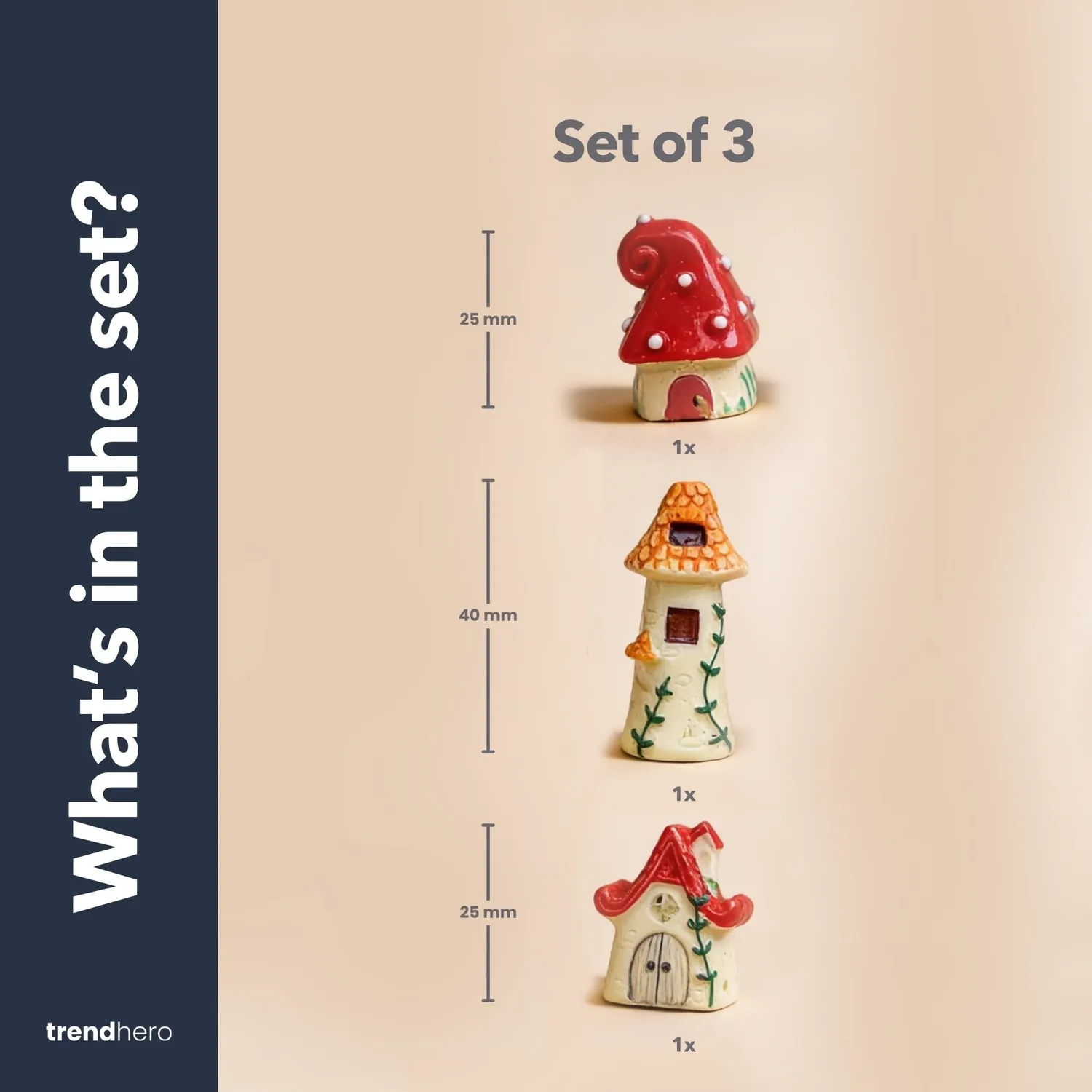 Urbanjungl Feeëndorp miniatuur huisjes 3 stuks 3 cm