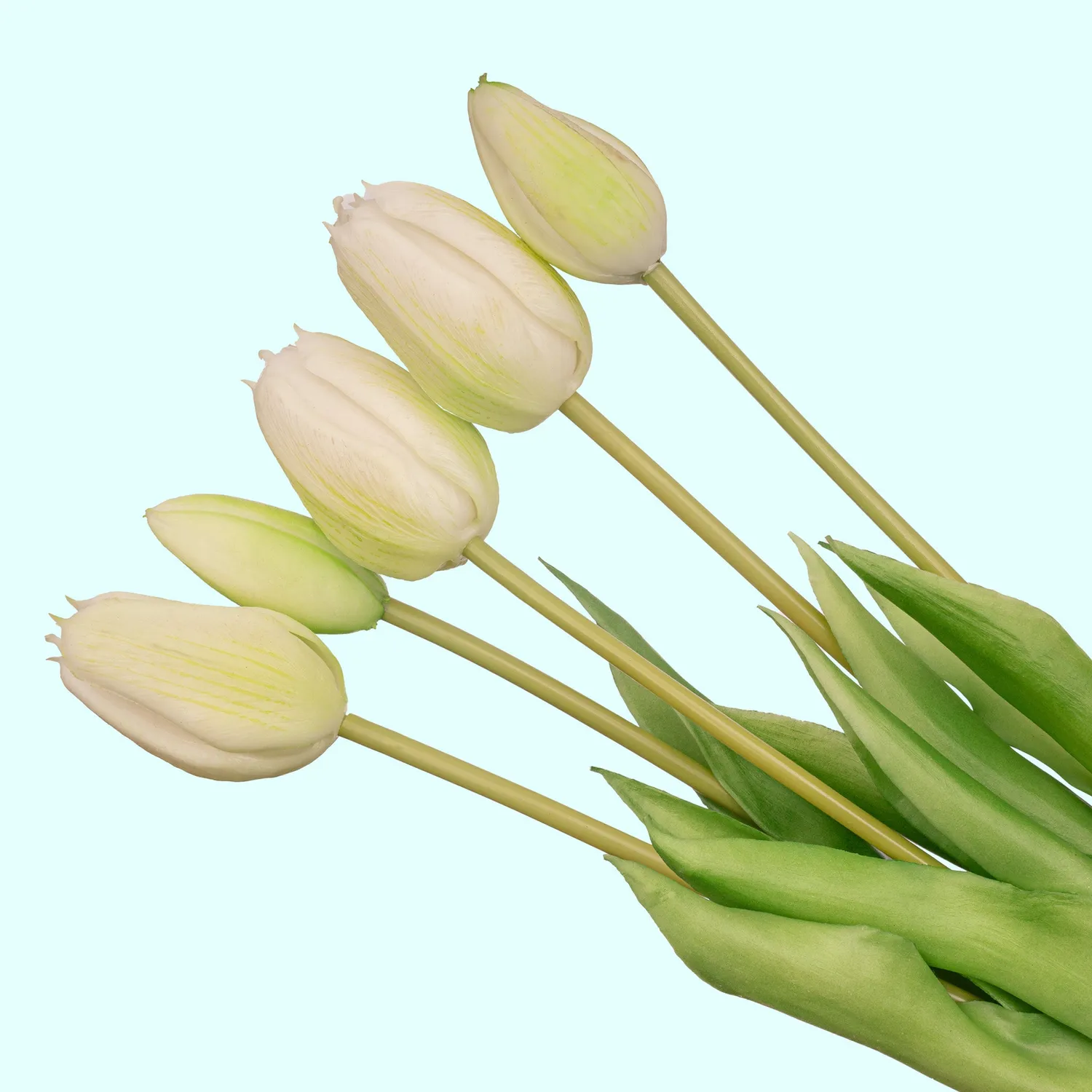 Urbanjungl Real Touch tulpen 10 stuks wit-groen 42 cm