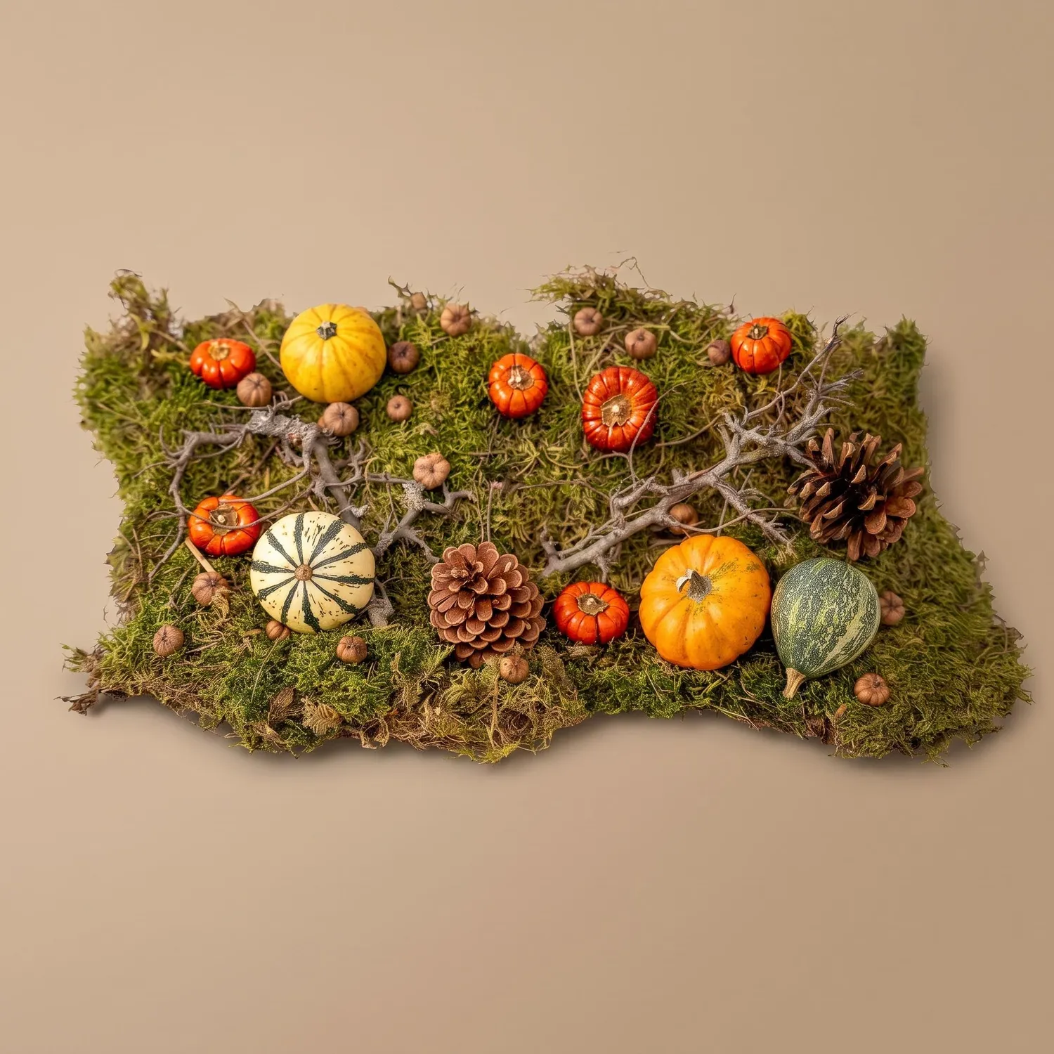 Urbanjungl Herfst deco set echte pompoenen Ø 6 cm natuurlijk