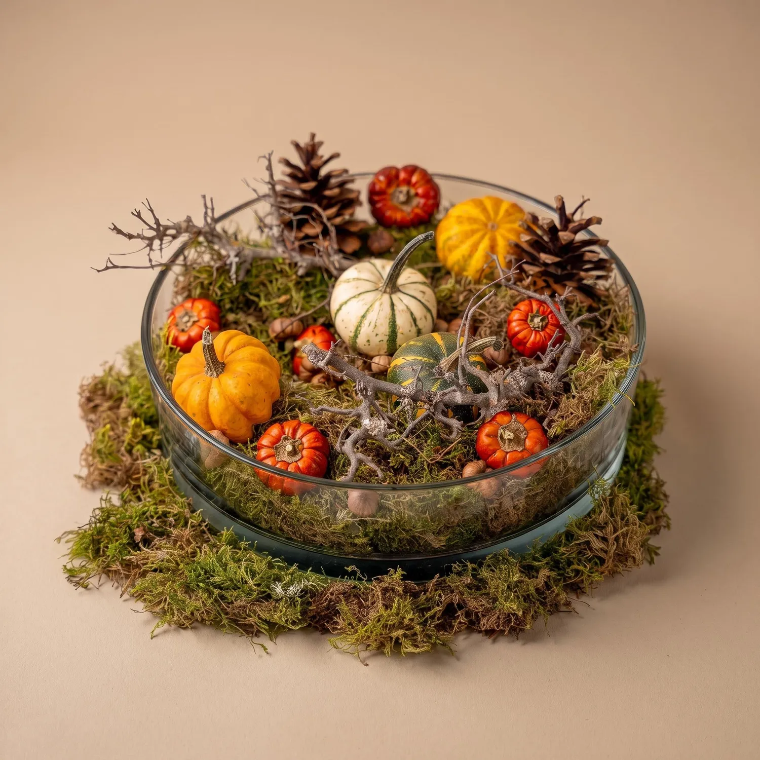 Urbanjungl Herfstschaal Glas 29 cm Herfstdecoratie met Pompoen