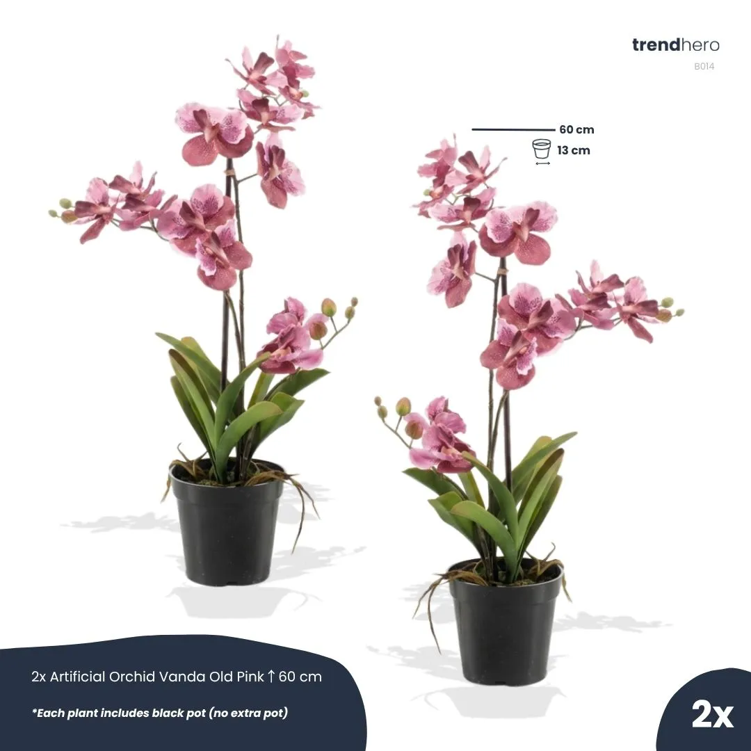 Urbanjungl Vanda roze kunstplanten 2 stuks in pot