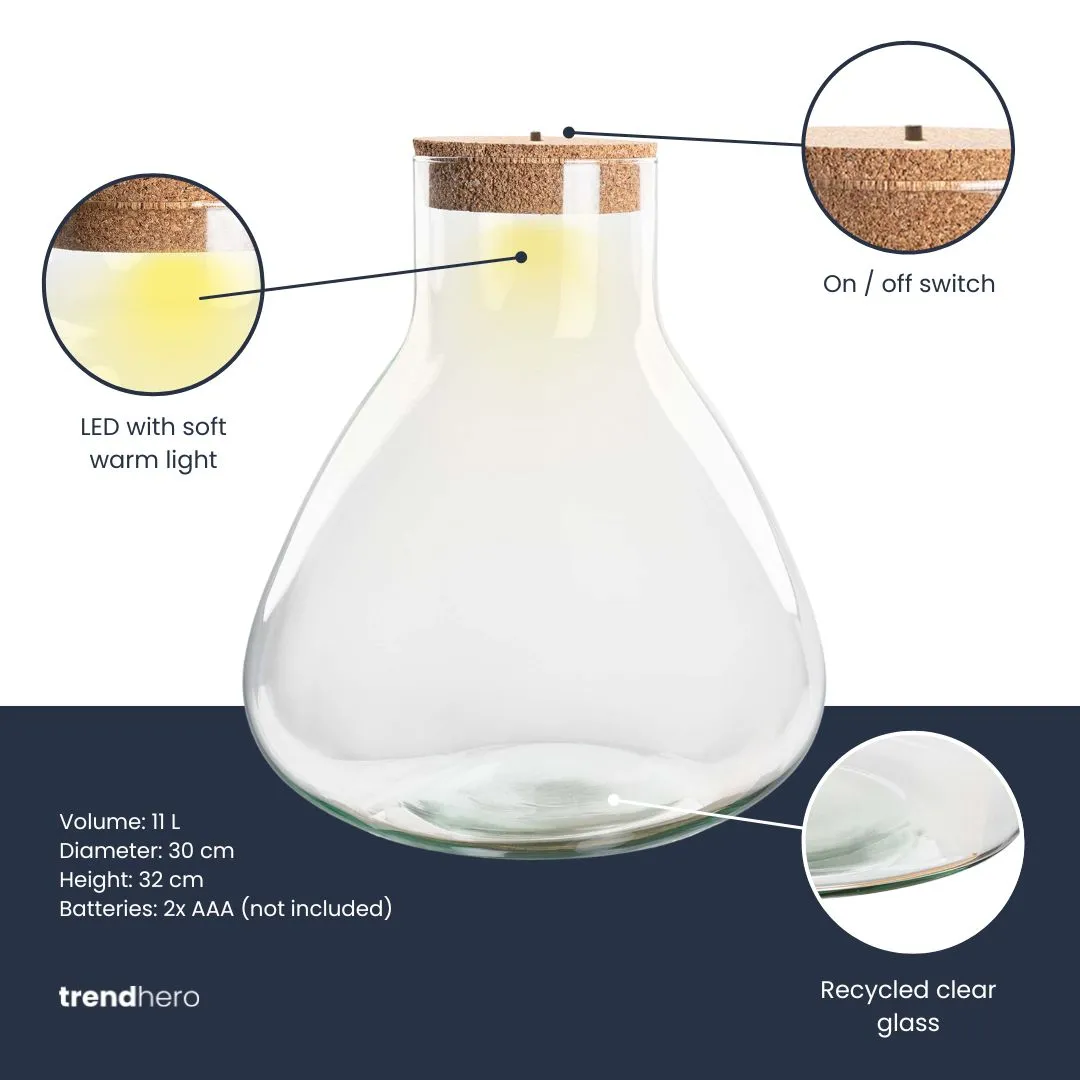 Urbanjungl Sam XL Terrarium Fles met LED-Kurk 11L