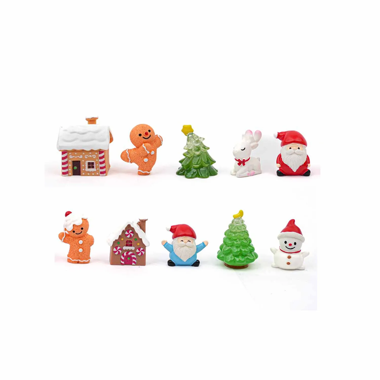 Urbanjungl Gingerbread Kerstdorp miniatuur set 10 st 2-3,5 cm