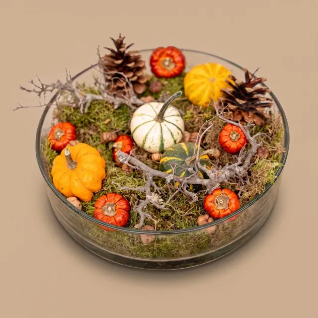 Urbanjungl Herfstschaal Glas 29 cm Herfstdecoratie met Pompoen