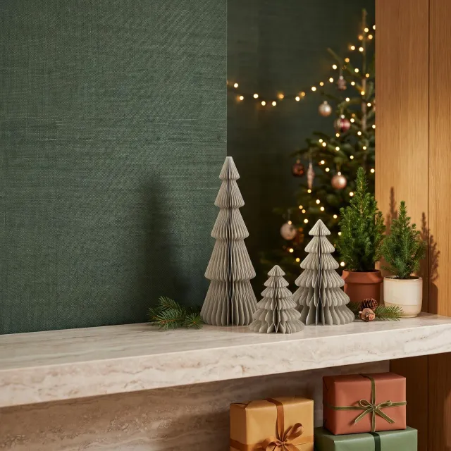 Urbanjungl pastelgroen papieren kerstboom 3 stuks vouwbaar