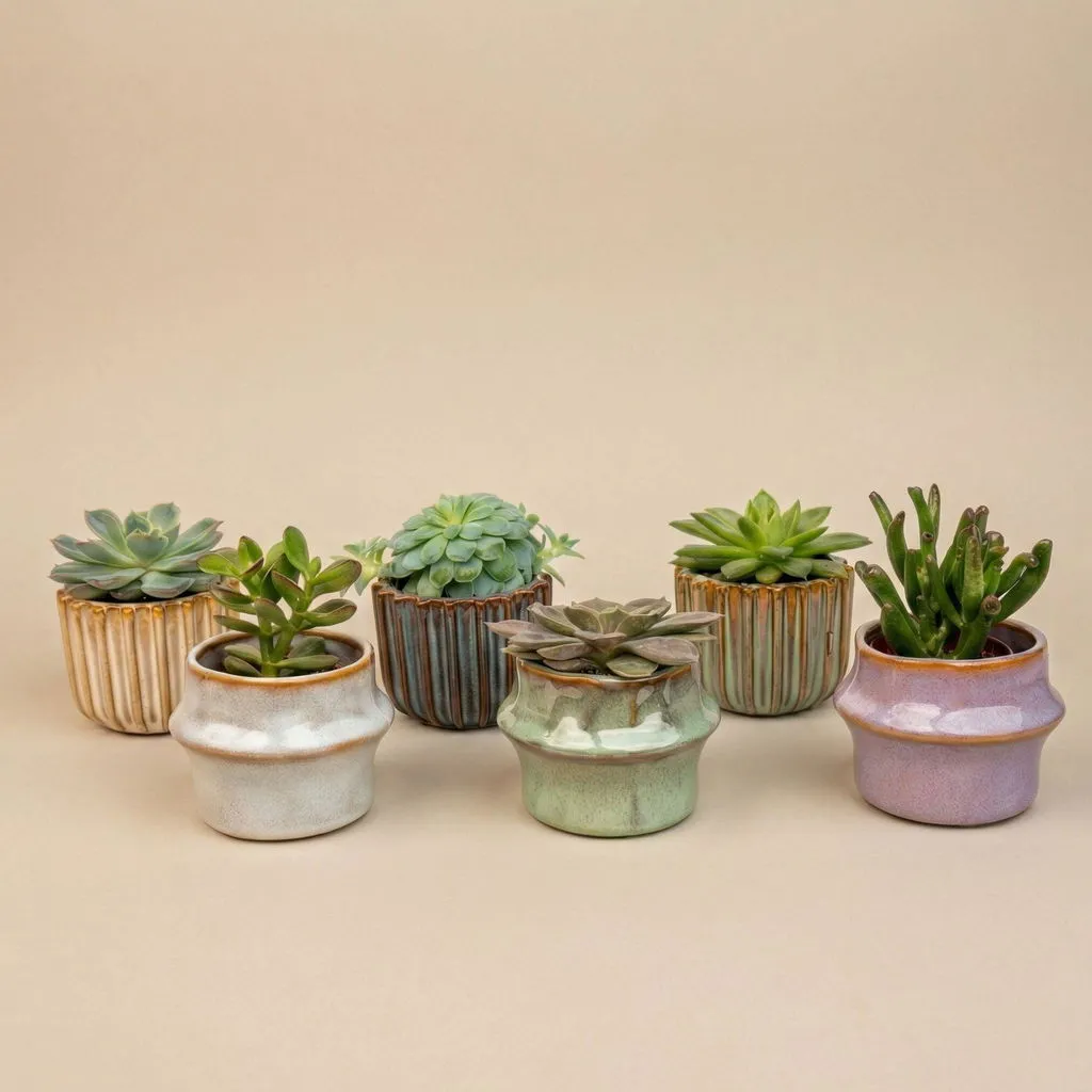 Urbanjungl Barcelona succulenten set 6 keramiek 8-12 cm