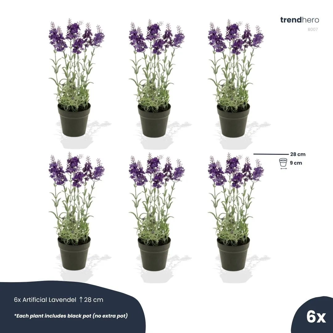 Urbanjungl Lavendel kunstplanten 6 stuks paars onderhoudsvrij