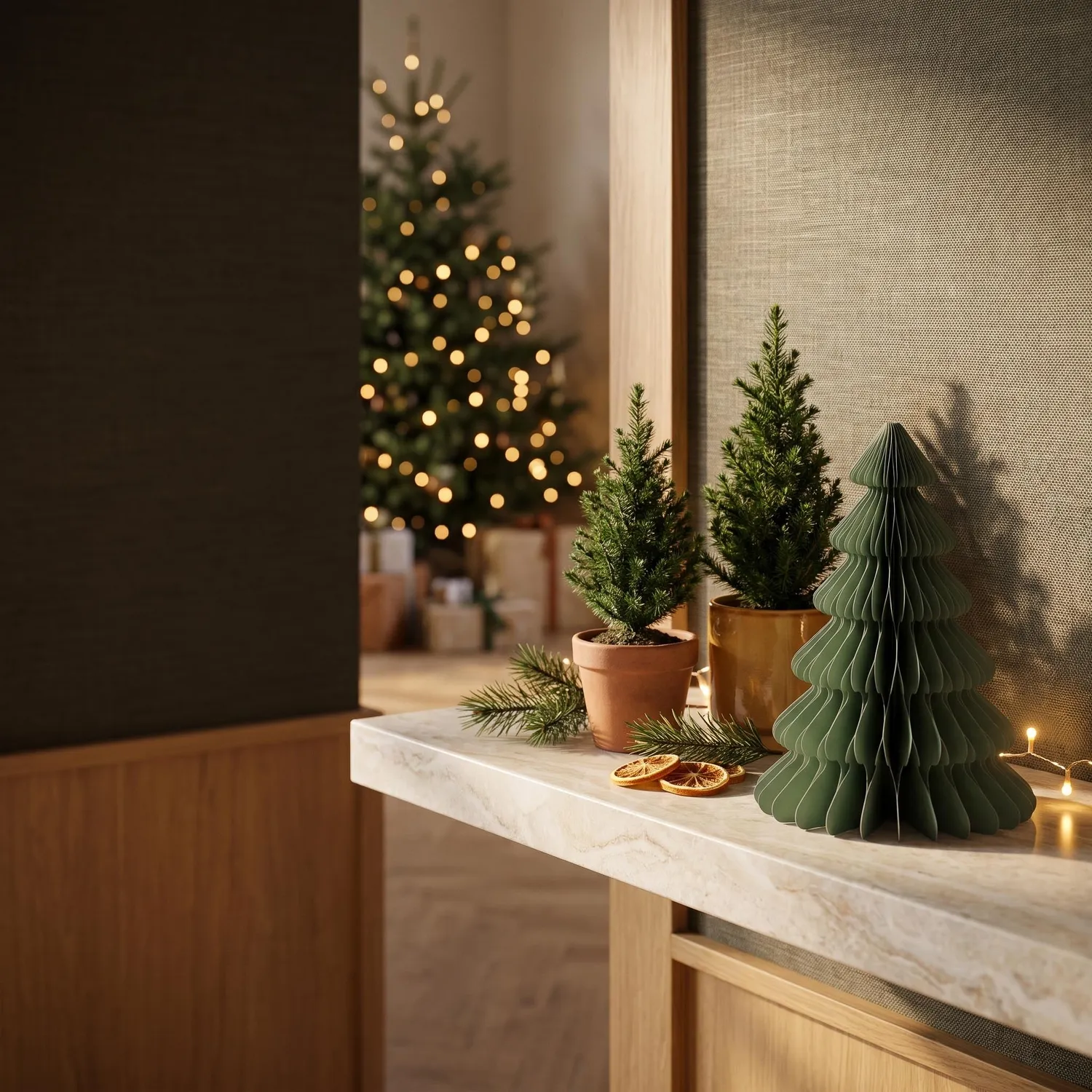 Urbanjungl Papierboom Groen Papieren Kerstboom 4 Stuks