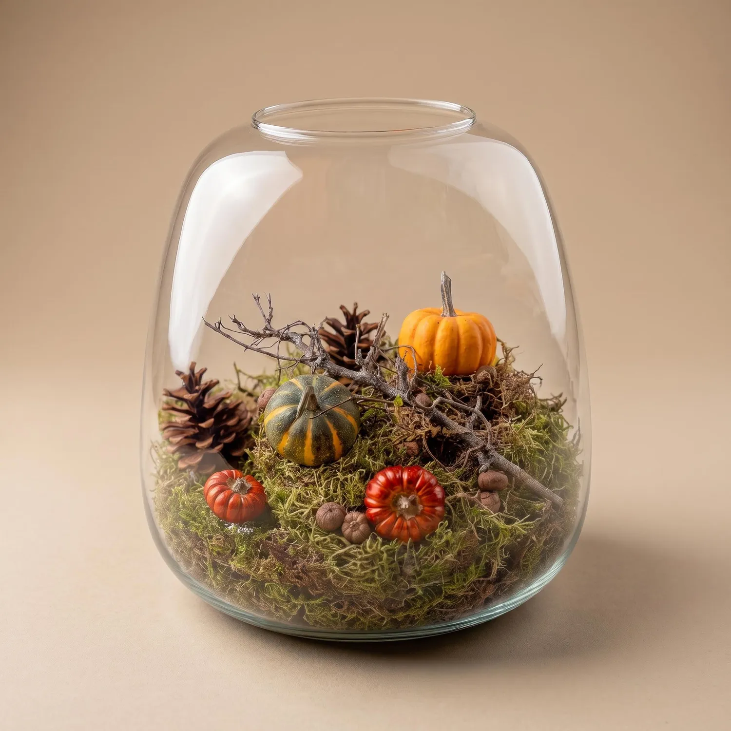 Urbanjungl Emma herfst terrarium 23 cm met 2 pompoenen