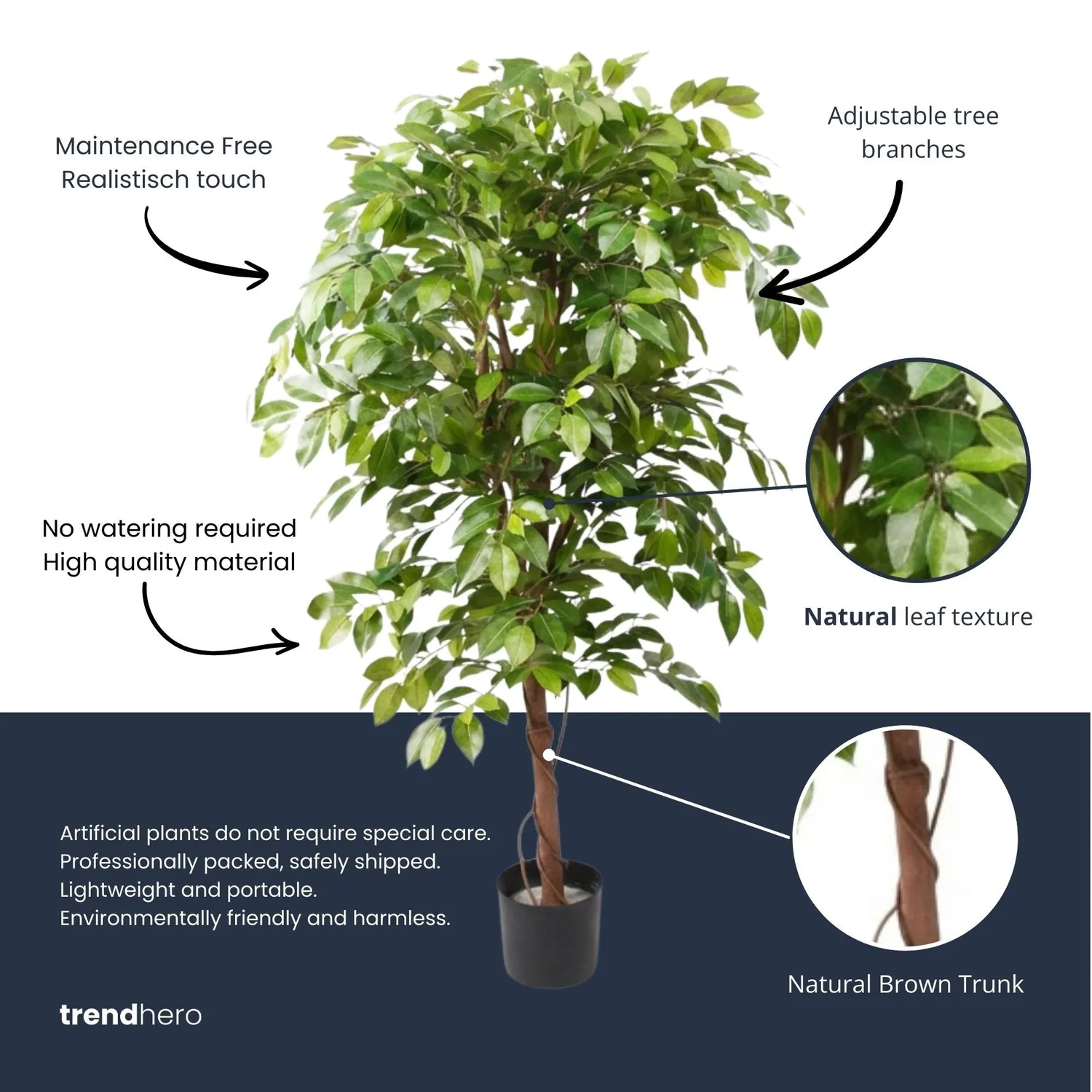 Urbanjungl Ficus Deluxe Vine kunstboom 140cm groen