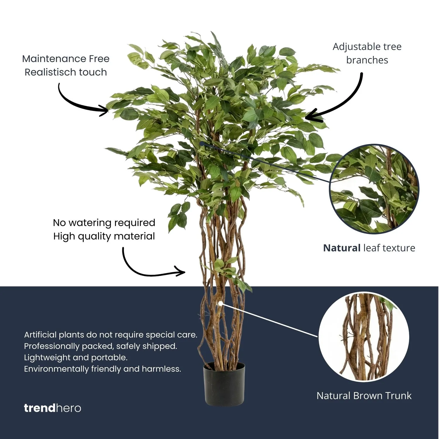 Urbanjungl Ficus Liana kunstboom 140 cm onderhoudsvrij