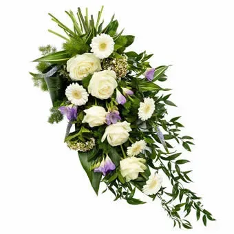 Planten & Zo rouwboeket wit en lila medium