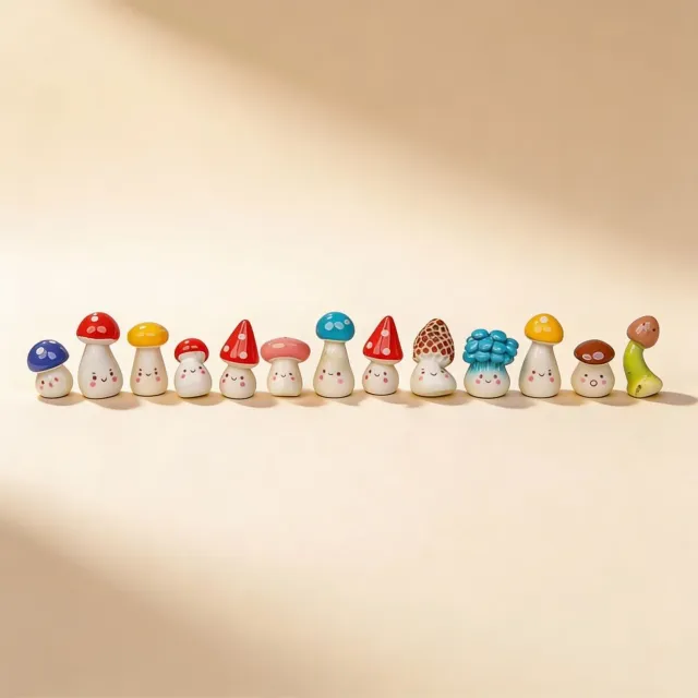 Urbanjungl Zwammenfeest paddenstoel figuurtjes 13 stuks 2 cm