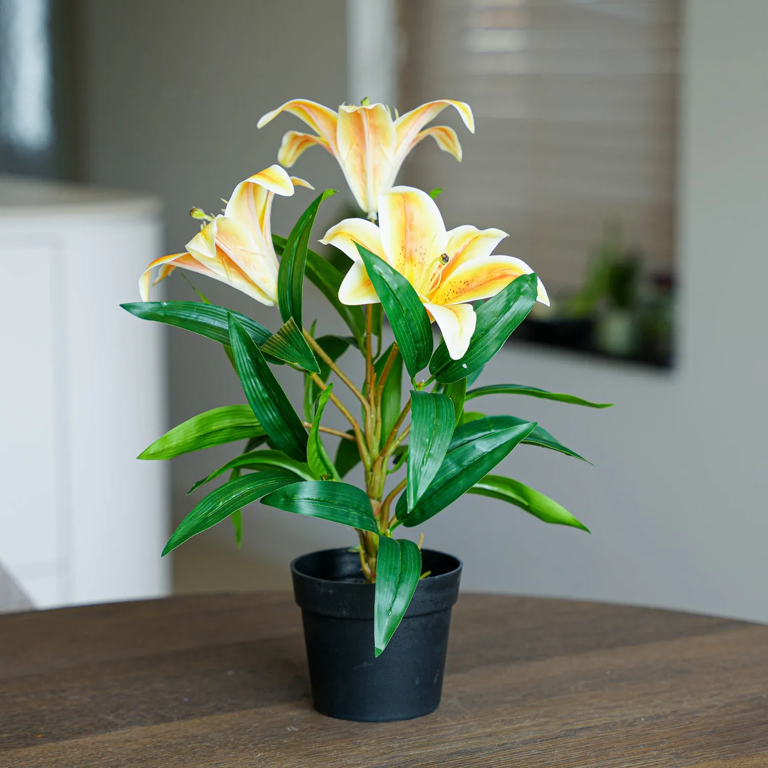 Urbanjungl Lelie geel-oranje kunstplant 3 stuks 33 cm