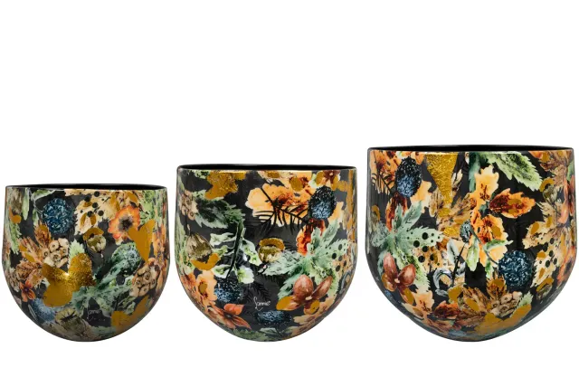 TS Collection Berry Blue D33 H28 bloempot set van 3 blauw
