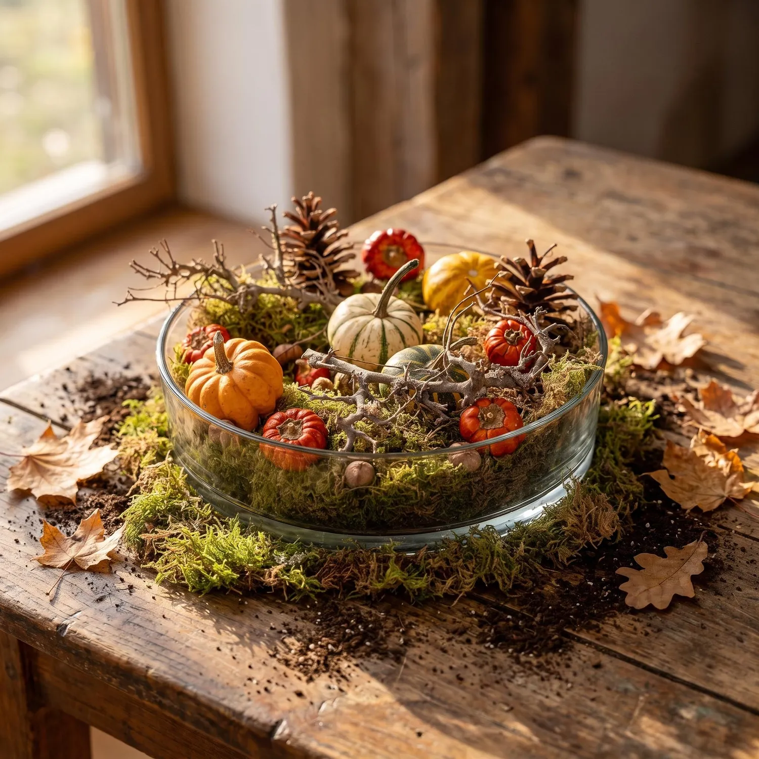 Urbanjungl Herfstschaal Glas 29 cm Herfstdecoratie met Pompoen