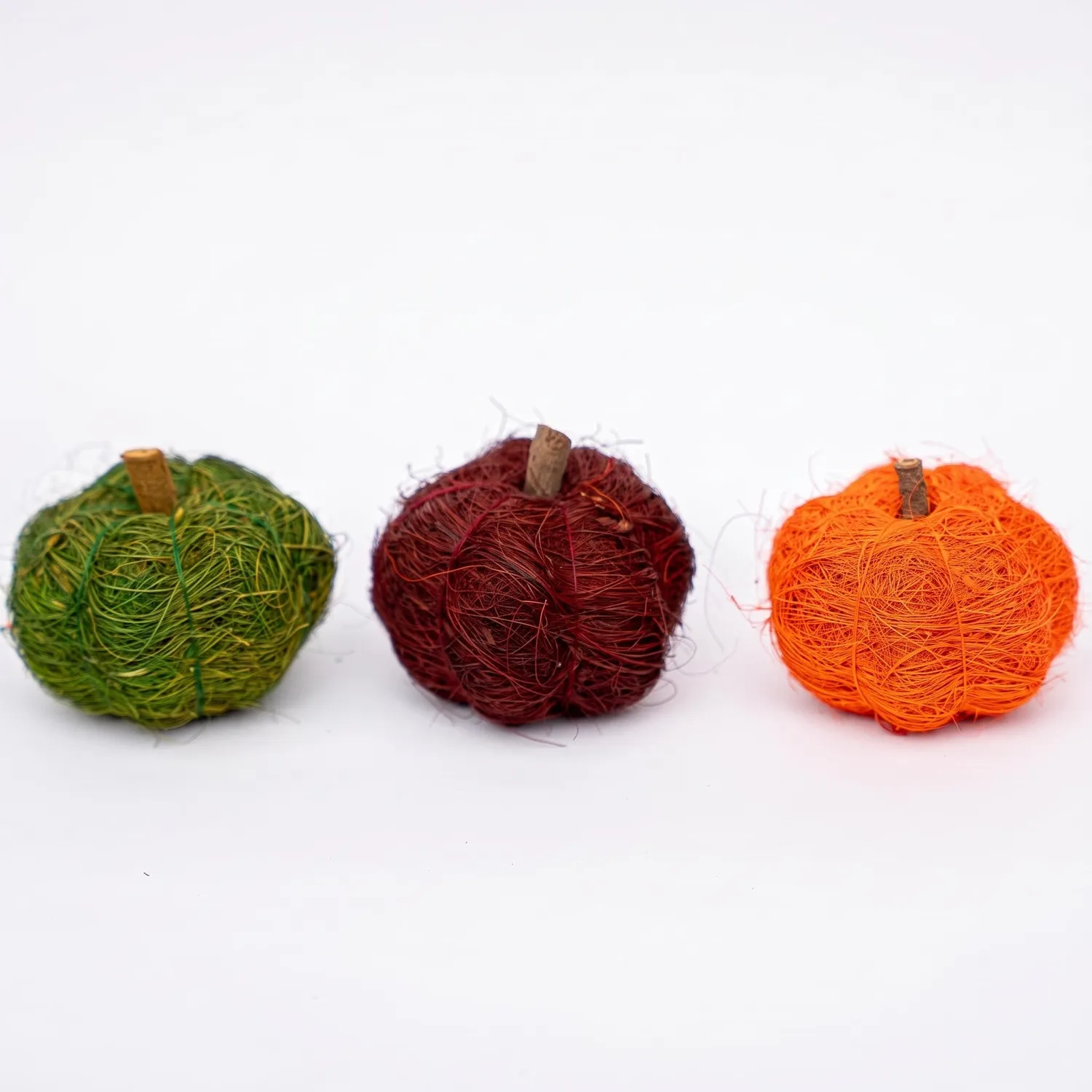 Urbanjungl Pompoenset decoratiepompoenen 3 stuks groen-oranje-rood