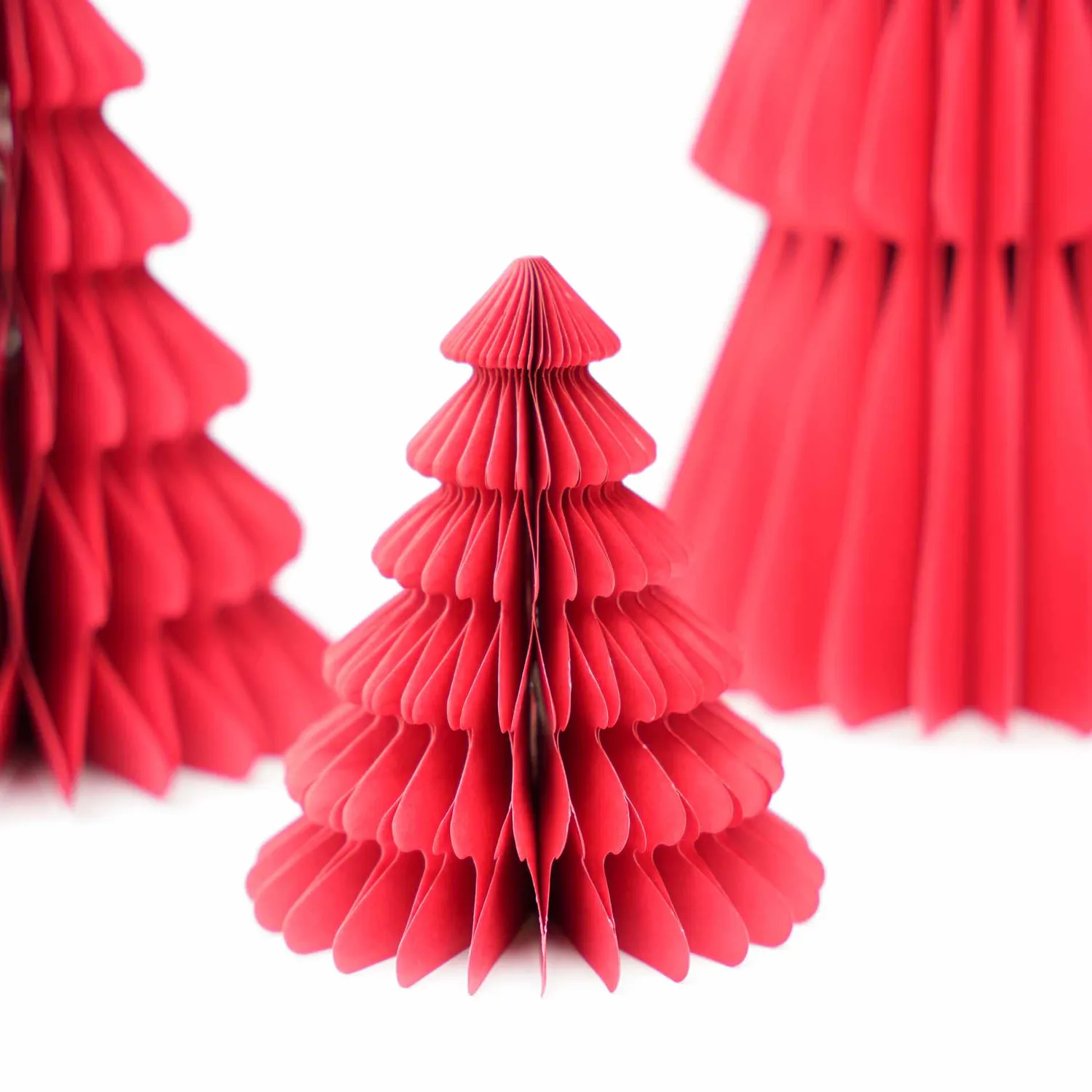 Urbanjungl papieren boom rood kerstset 3 stuks vouwbaar