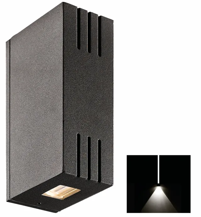 Gevelspot up-down antraciet LED 2x2W 3000K