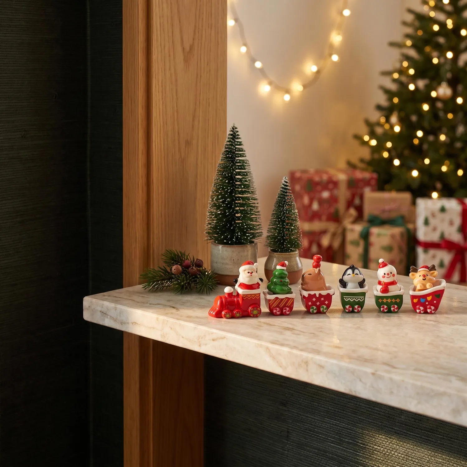 Urbanjungl Mini Kersttrein miniatuur 12 stuks 1-3 cm