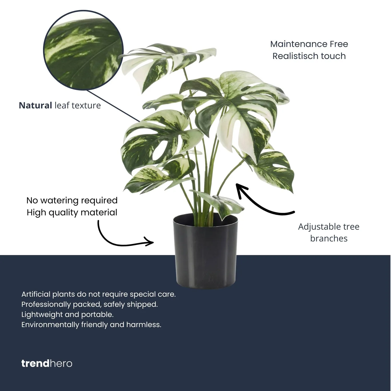 Urbanjungl Monstera Bush kunstplant 40 cm in pot onderhoudsvrij