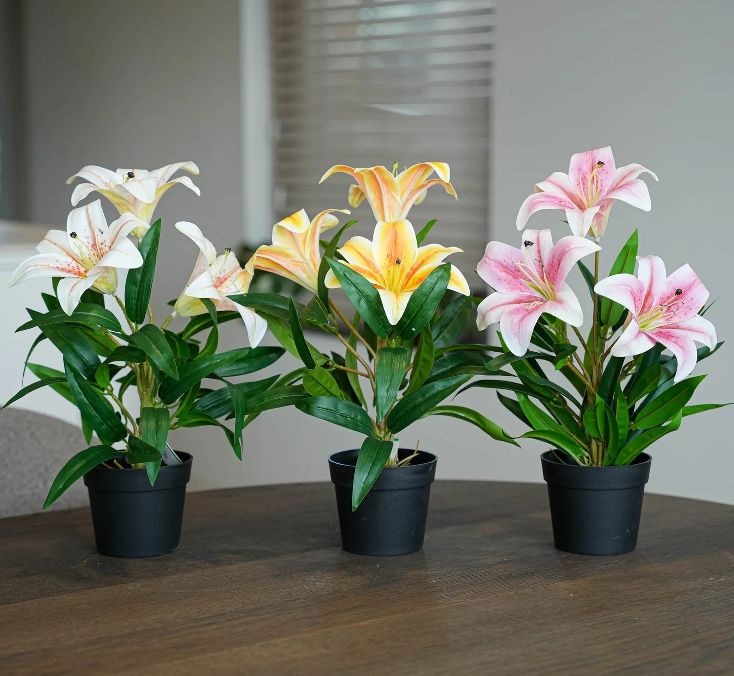 Urbanjungl Lelie Mix kunstplanten 3 stuks 33 cm creme oranje