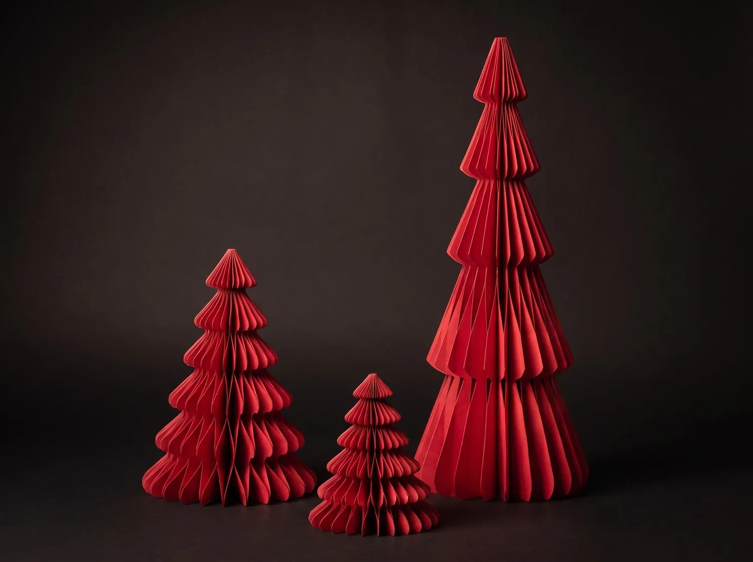 Urbanjungl papieren boom rood kerstset 3 stuks vouwbaar
