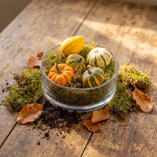 Urbanjungl Herfstschaal Pompoen Medium schaal 5 pompoenen mos