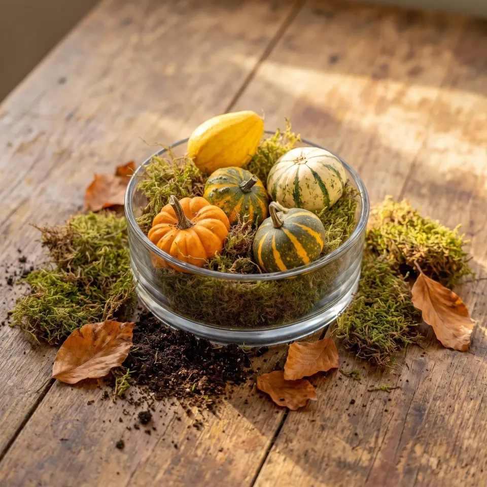 Urbanjungl Herfstschaal Pompoen Medium schaal 5 pompoenen mos