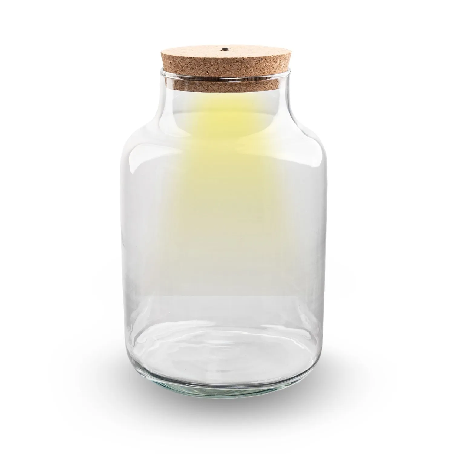 Urbanjungl Milky terrarium fles 21 cm met LED kurk 9L