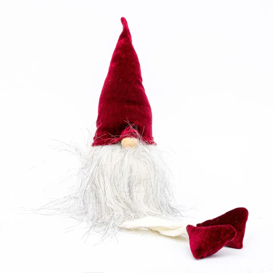 Urbanjungl Velvet Gnome shelf sitter kerst 40 cm
