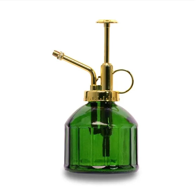 Urbanjungl plantenspuit groen glas 16 cm goud