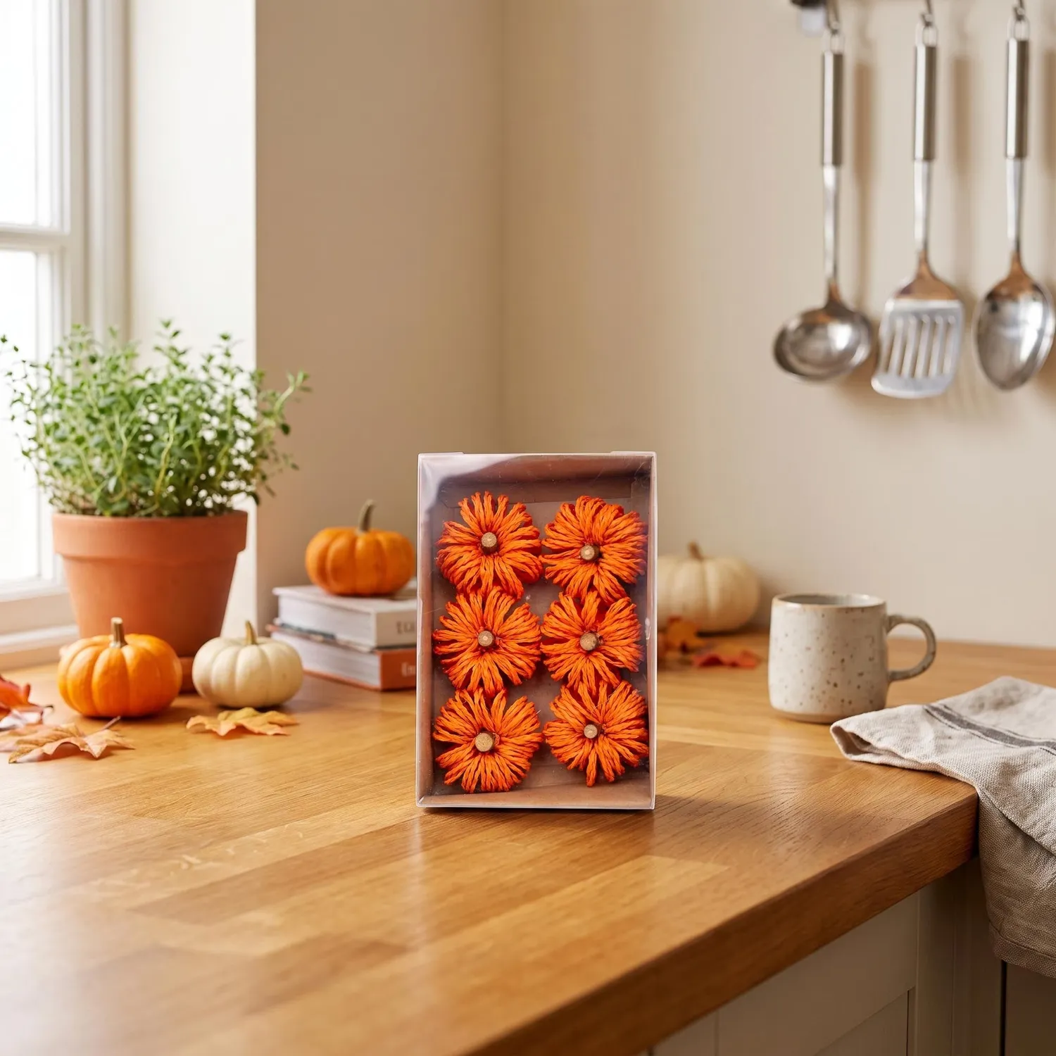 Urbanjungl Deco pompoenen oranje Ø 4 cm 6 stuks