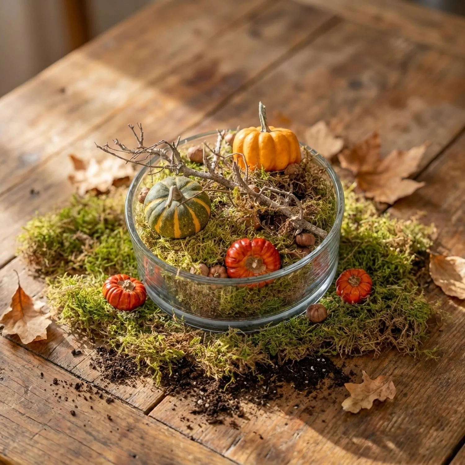 Urbanjungl Herfstschaal glas medium 20 cm pompoenen