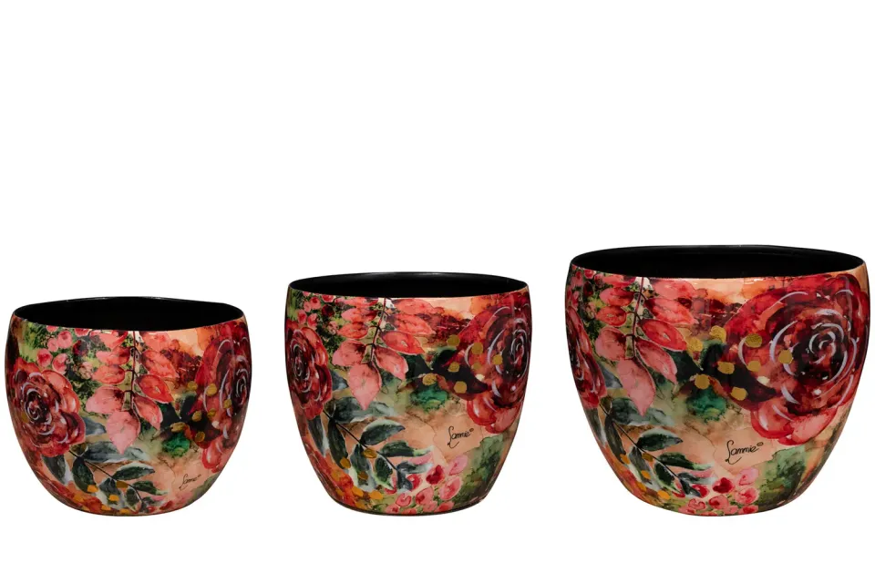 Designed by Lammie Rose Rouge bloempot set van 3