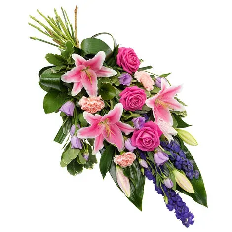 Planten & Zo Rouwboeket roze paars vers