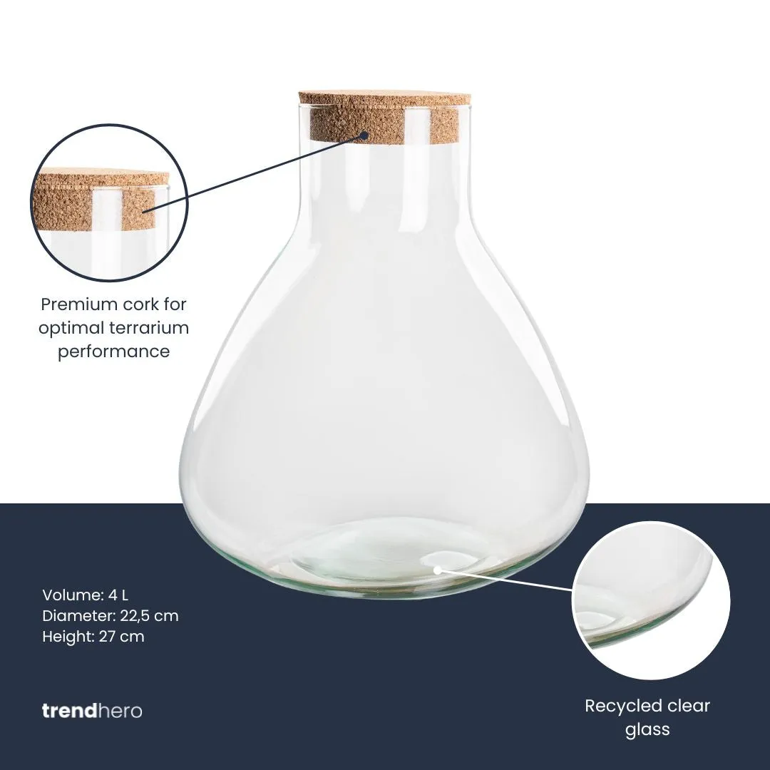 Urbanjungl Sammie terrarium fles kurk Ø 22,5 cm 4 liter glas