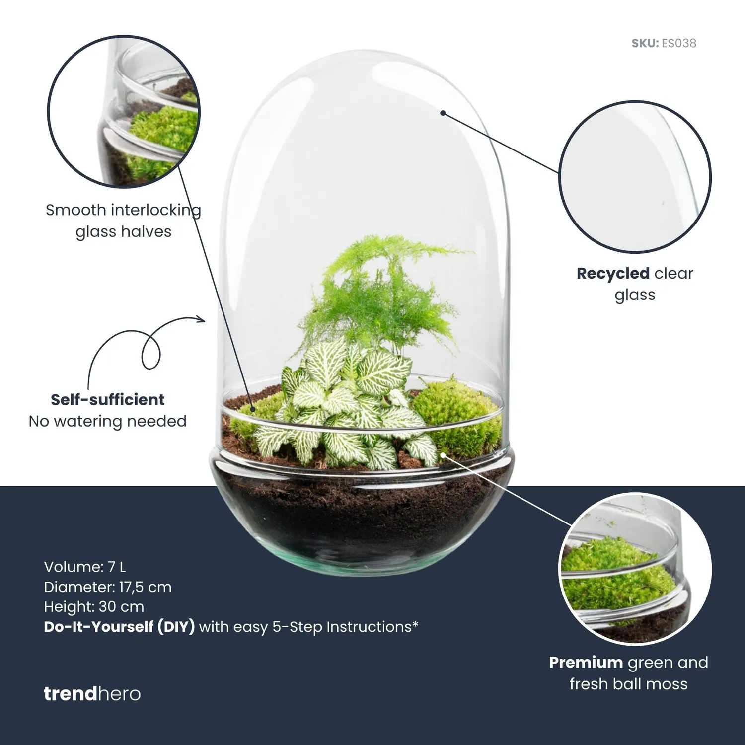 Urbanjungl Egg XL planten terrarium glazen stolp