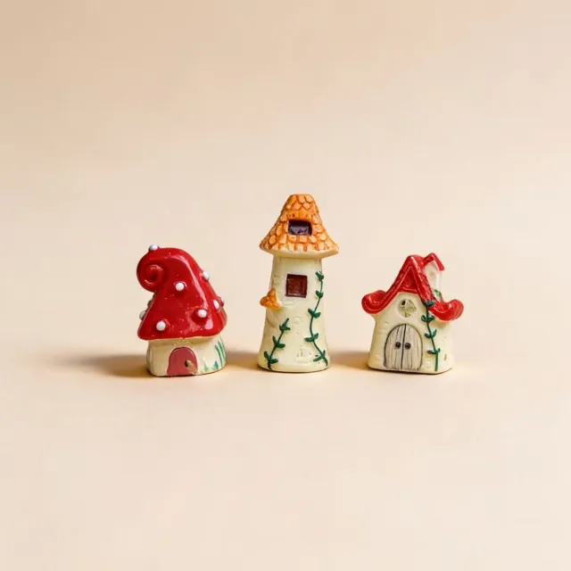 Urbanjungl Feeëndorp miniatuur huisjes 3 stuks 3 cm