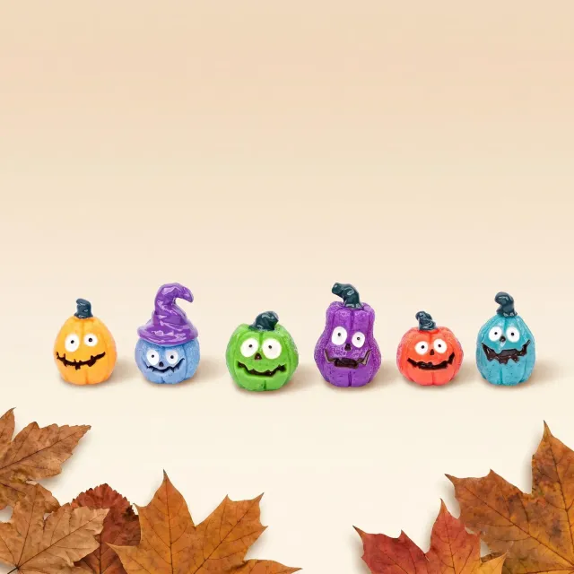 Urbanjungl Pompoen Monsters Mini miniatuur figuurtjes 6 stuks 1-3 cm