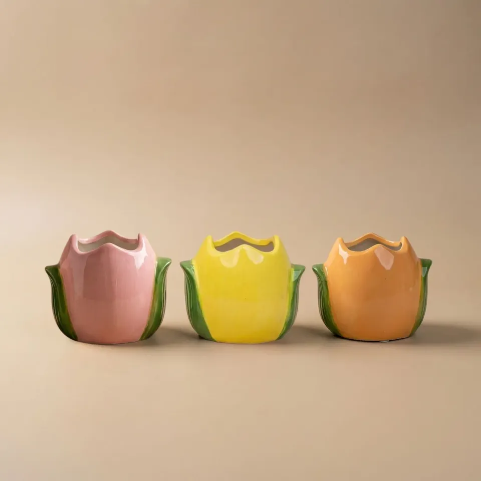 Urbanjungl Paas Plantenpot Set Tulp 3 Stuks met Planten